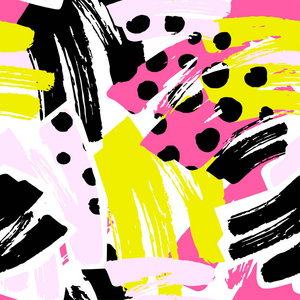 几何曲线线涂鸦无缝手工艺表达墨水的时髦图案.