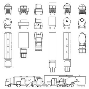 卡车 2d 图标集。矢量图。运输背景