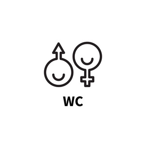 标志 wc, 卫生间, 水壁橱, 男性和女性, 有趣的符号洗手间矢量照片