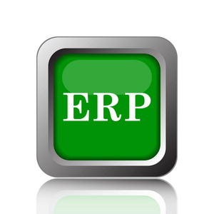 Erp 图标。黑色背景上的互联网按钮