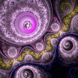 淡紫色的分形发条，数码艺术作品的创意图形设计