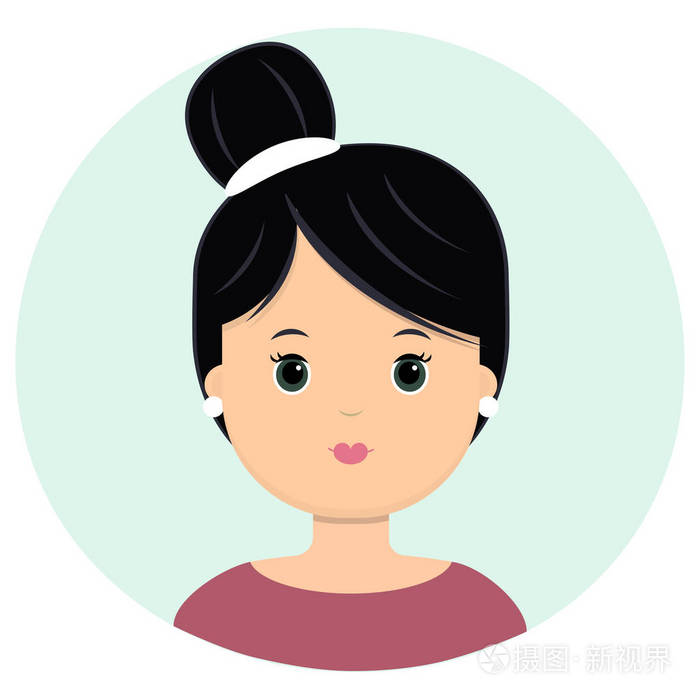 现代时尚的肖像, 发型沙龙, 矢量图标, 孤立的白色背景.平面样式