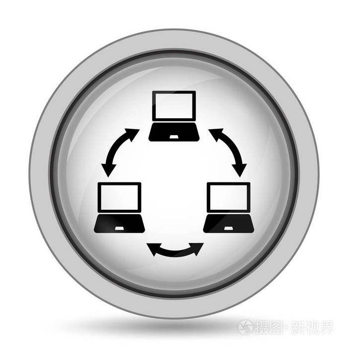 计算机网络图标。白色背景上的互联网按钮