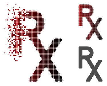 损坏的像素半色调 Rx 医学符号图标