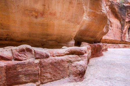 Siq, 古峡谷在途中的国库在佩特拉, 约旦