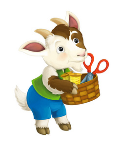 不同用途山羊儿童卡通童话人物是忙着帮在房子作品儿童插画照片