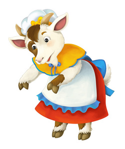 儿童的不同用法-母山羊被小心某人或某物-插图的卡通童话人物照片