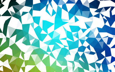 浅蓝色, 绿色矢量多边形抽象背景。多边形样式中的全新颜色插图。最佳三角形设计为您的企业
