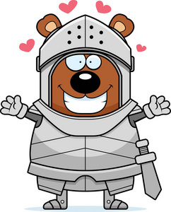 剑王子的卡通场景矢量卡通剪辑艺术插图一个装甲骑士在一匹可怕的黑马