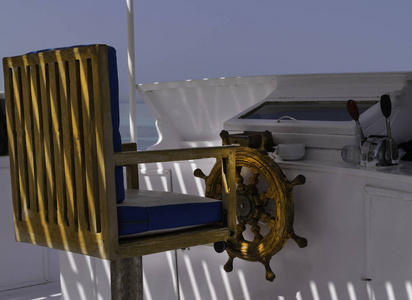 小船在红海在红海的木制旧船掌舵, 在白色游艇上旅行照片