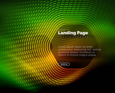 霓虹灯发光技术六角形线, 高科技未来抽象背景, 登陆页面模板