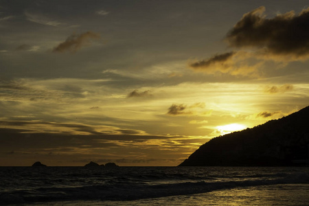 巴西里约热内卢依帕内玛海滩日落
