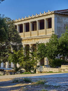 雅典古集市上 Attalos 建筑 Stoa 的主要门面。阿提卡地区, 希腊