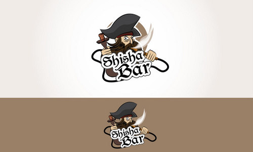 水烟酒吧标志海盗烟插图卡通