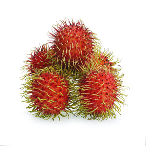 红毛丹甜可口的水果被隔离在白色背景, 泰国