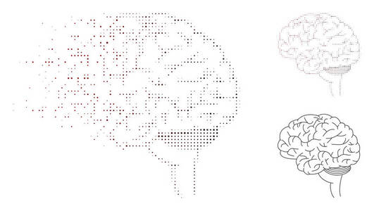 分散失真半色调脑图标