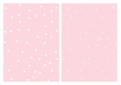 白色的星星和月亮.淡粉色粉彩色.简易婴儿设计照片