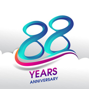 88周年纪念庆典标志, 生日矢量设计