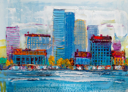 抽象的风格.都市风景油画颜料照片