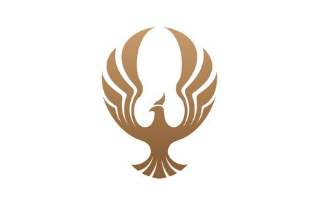 符号矢量设计插图美丽明亮的太阳鸟, 凤凰, 与宏伟的尾巴, 张开翅膀