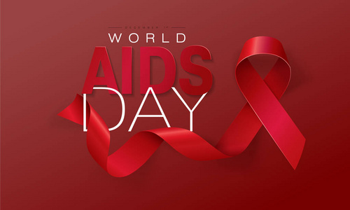 艾滋病的认识。世界艾滋病日概念。红丝带矢量插图 Eps10