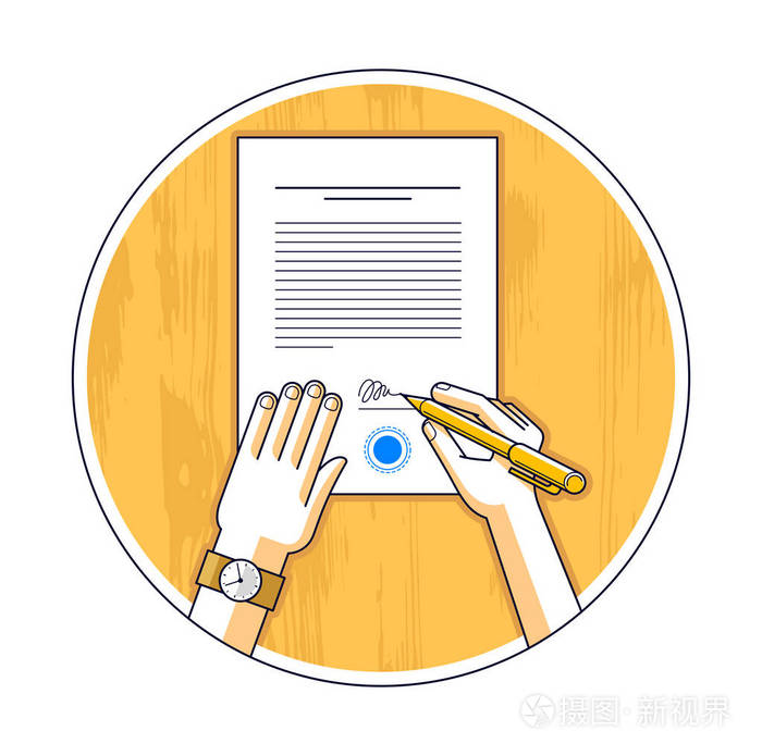商人签合同正式文件盖章 老板签署命令或指令 批准处置 ceo 总经理