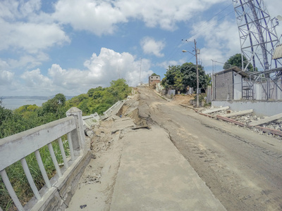 厄瓜多尔地震后开裂的道路图片