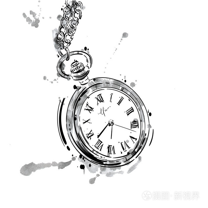 矢量抽象插画的怀表链