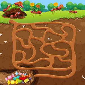 迷宫与蚂蚁和糖果概念例证