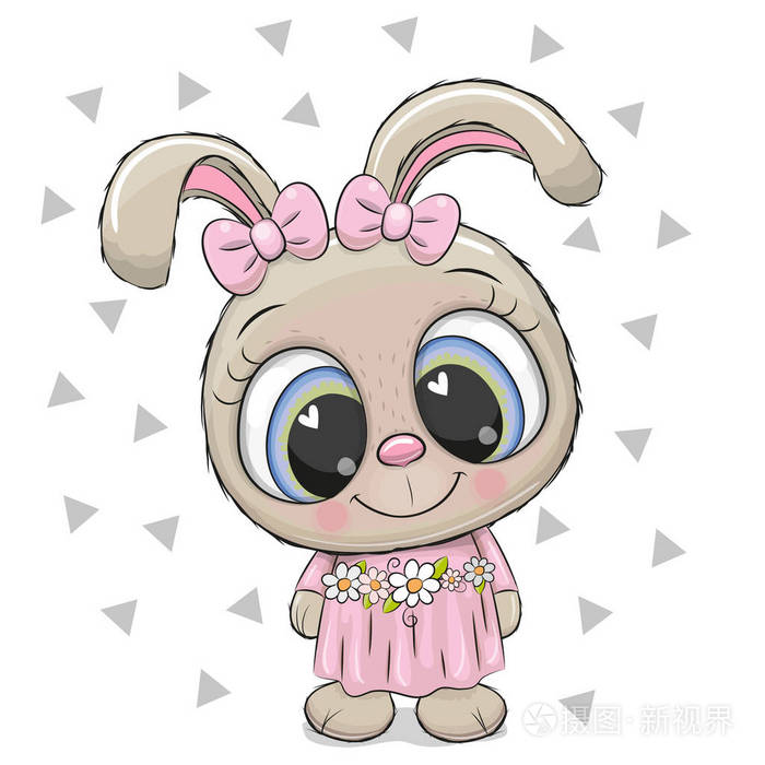 可爱的卡通兔子女孩在白色背景