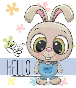 可爱的卡通兔子在一个白色的背景孤立的帽子照片