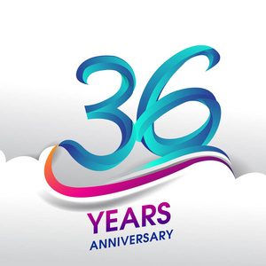 36周年纪念庆典标志, 生日矢量设计
