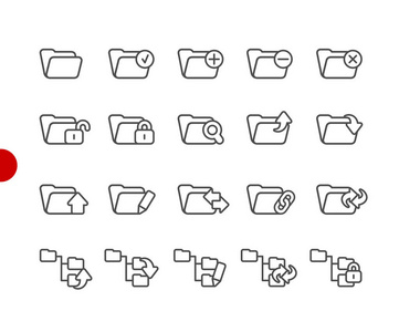 文件夹图标设置 1 2红色点系列数字或打印项目的矢量线图标