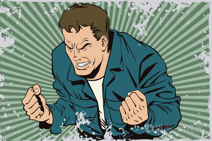 愤怒男子尖叫插画-正版商用图片0s5nsq-摄图新视界