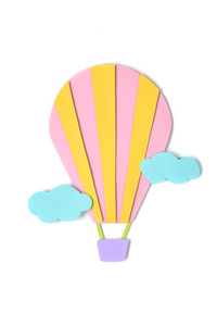 白色背景分离的热空气气球剪纸