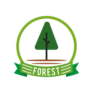 森林的标志和树松绿色矢量