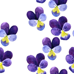 无缝模式与水彩绘图紫色花