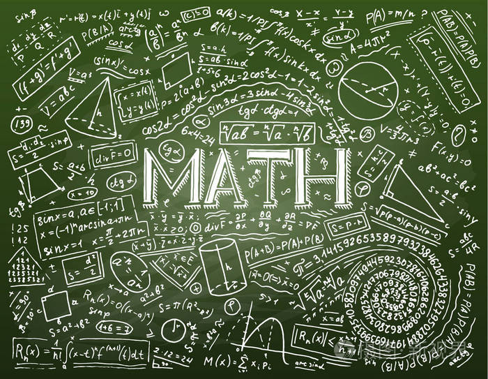 电子白板上物理和数学的科学公式和计算.学校的代数和几何学课.