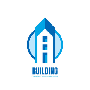 建设矢量 logo 模板概念插画。房地产创意的标志。建筑别墅符号。设计元素