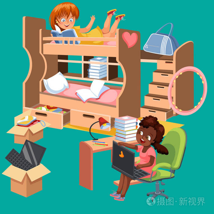 女生宿舍房平面海报.