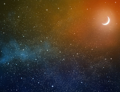夜空与星星和月亮照片