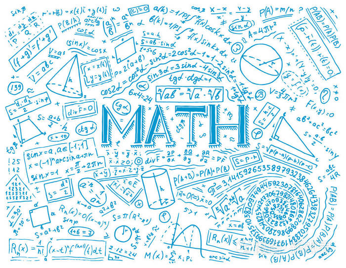 电子白板上物理和数学的科学公式和计算.学校的代数和几何学课.