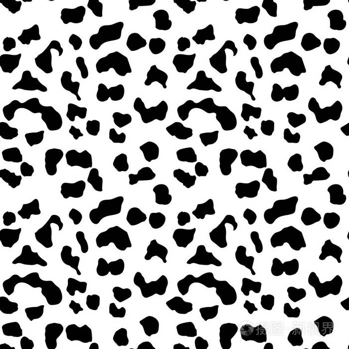 豹纹无缝图案.白色和黑色无缝.动物指纹矢量背景