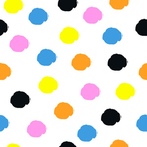彩色圆点，点。无缝模式。在白色的背景
