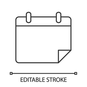 今天日历线性图标。笔记。细线插图。组织者。轮廓符号。矢量隔离轮廓图。可编辑描边