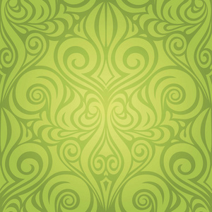 绿花复活节装饰华丽花纹复古壁纸矢量弹簧设计背景