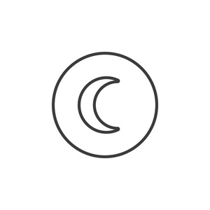 气象标志黑白圆框中月亮的黑白线条艺术图标照片