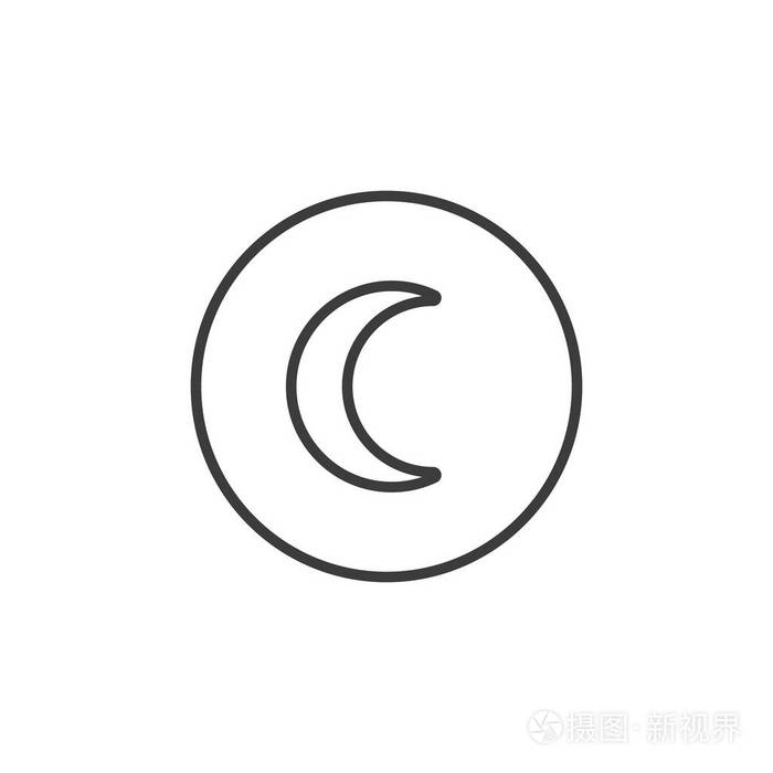圆框中月亮的黑白线条艺术图标插画-正版商用图片0s6elc-摄图新视界