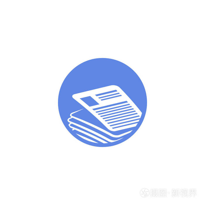 蓝色和白色简单矢量平面艺术新闻或个人事务的圆形图标