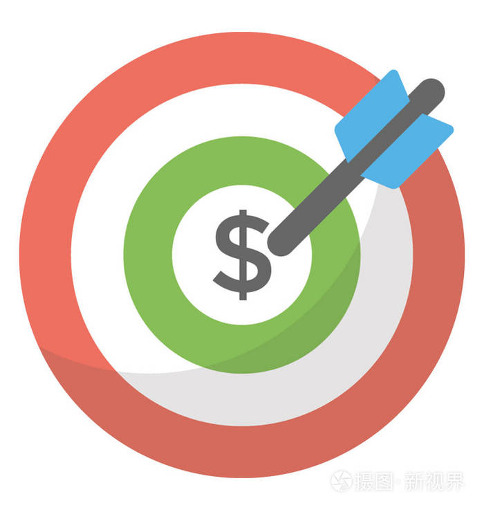 有箭头的目标板与美元符号, 业务目标图标
